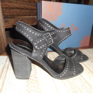 NIB Carlos Santana black stud block heels, size 8M
